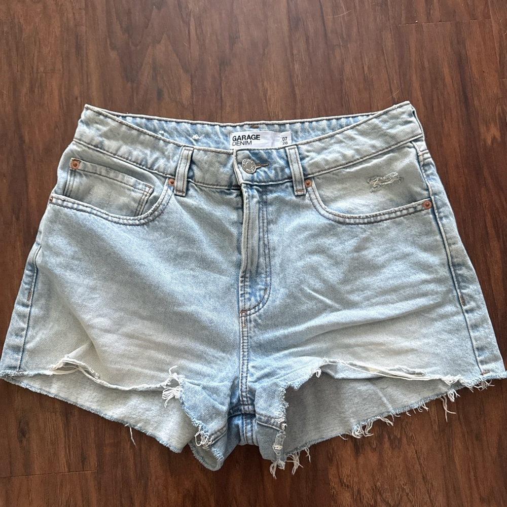 Garage Light Blue High-Rise Denim Cutoff Shorts